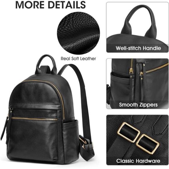 Genuine Leather Backpack Purse for Women Multi-functional Elegant Daypack Soft main image 5
